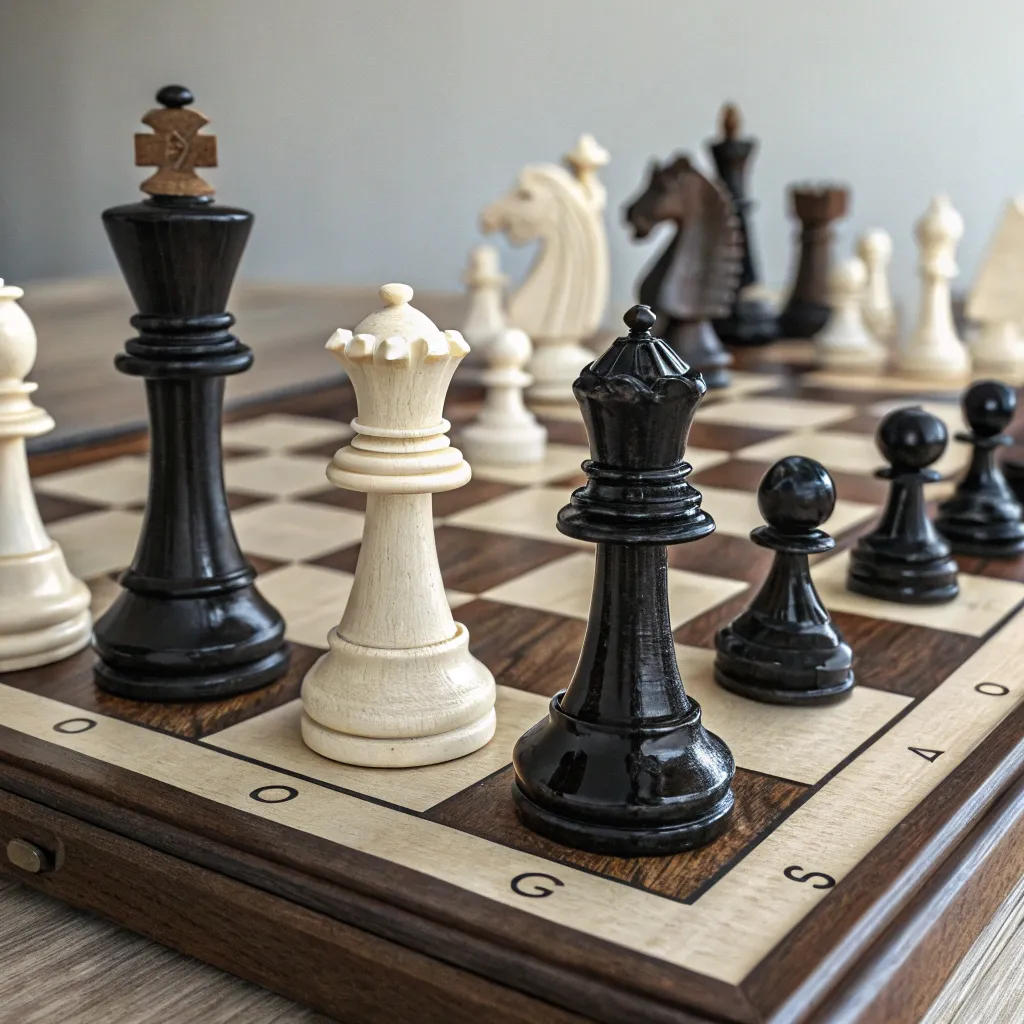 Chess pieces on a board