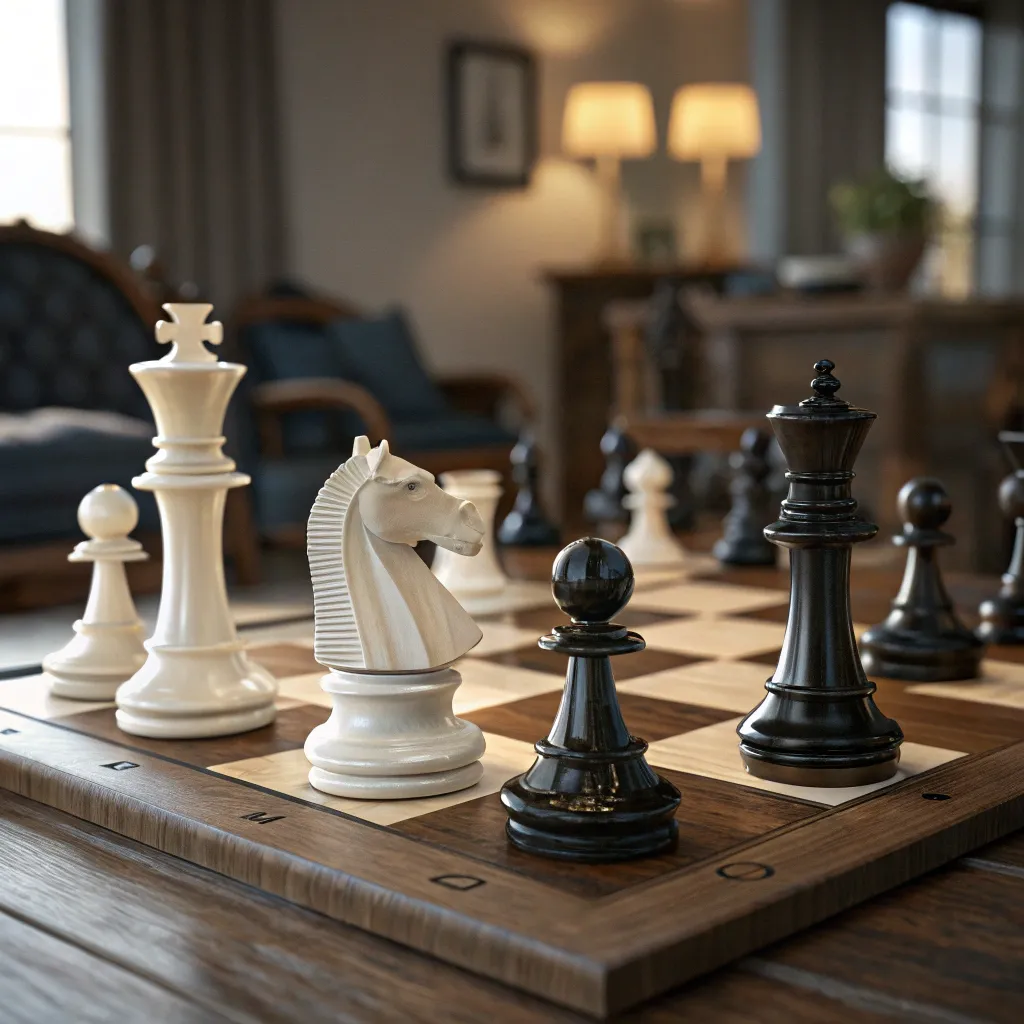 Chess pieces on a board