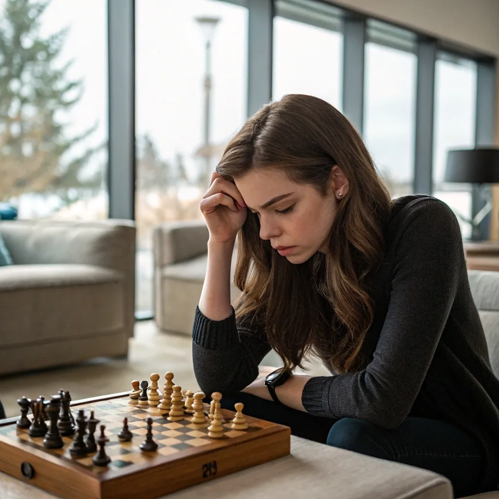 Chloe Simmons playing chess